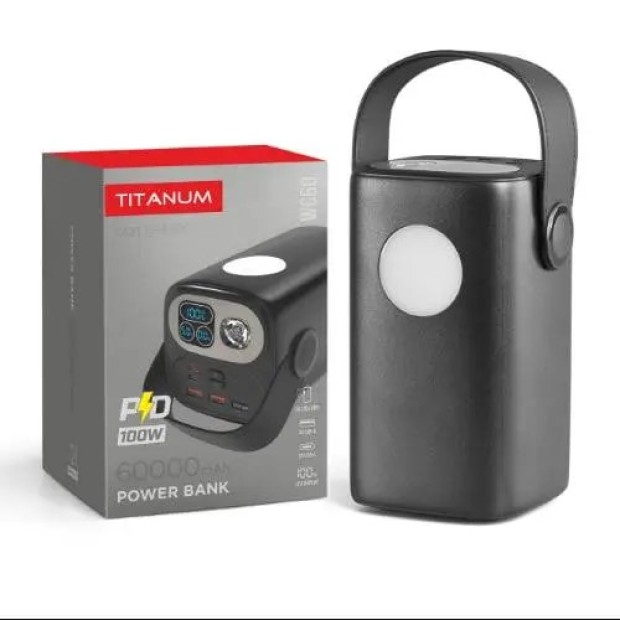 Павербанк Titanium TPB-WC60 PD100W 60000мАг (Чорний)
