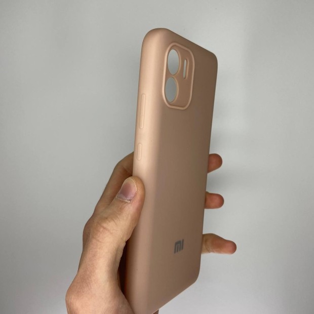 Силіконовий чохол Original 360 з логотипом для Xiaomi Redmi A2  /  A1 (ShutCam) (Пудровий)