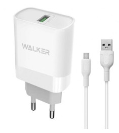 Walker WH-35 3A 18W (1USB) Charger Adapter + MicroUSB Cable (White)