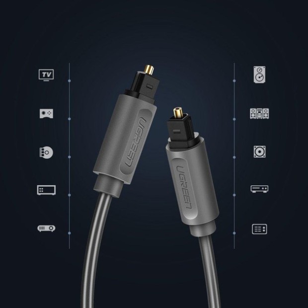 Кабель Toslink UGREEN AV122 (Toslink - Toslink) (2м) (Чорний) (70892)