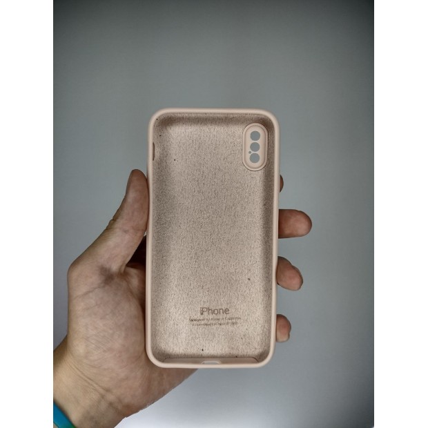 Оригінальний силіконовий чохол RoundCam для Apple iPhone X  /  XS (08) рожевий пісок