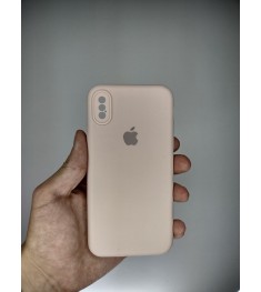 Оригінальний силіконовий чохол RoundCam для Apple iPhone X  /  XS (08) рожевий п..