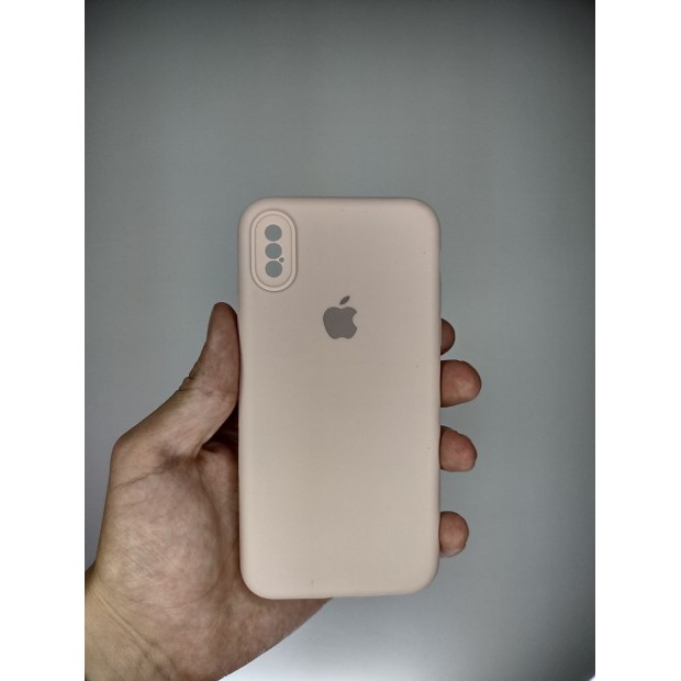 Оригінальний силіконовий чохол RoundCam для Apple iPhone X  /  XS (08) рожевий пісок