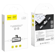 Переходник Hoco LS24 Lightning 2 в 1 (зарядка + наушники)