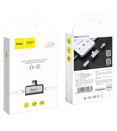 Переходник Hoco LS24 Lightning 2 в 1 (зарядка + наушники)