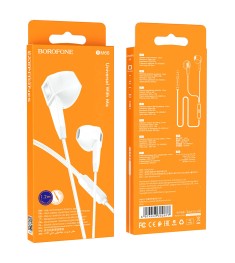 Проводные наушники-гарнитура вкладыши Borofone BM68 (Белый)
