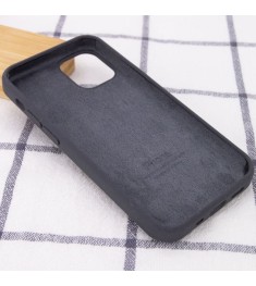 Силіконовий оригінальний круглий чохол для Apple iPhone 12  /  12 Pro (19) темно..