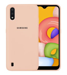 Силіконовий Чохол Original 360 Case Logo для Samsung Galaxy A01 (2020) (Пудровий..