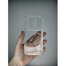 Силіконовий 6D чохол-картхолдер для Apple iPhone 14 Pro (Прозорий) Силіконовий 6D чохол-картхолдер для Apple iPhone 14 Pro (Прозорий)