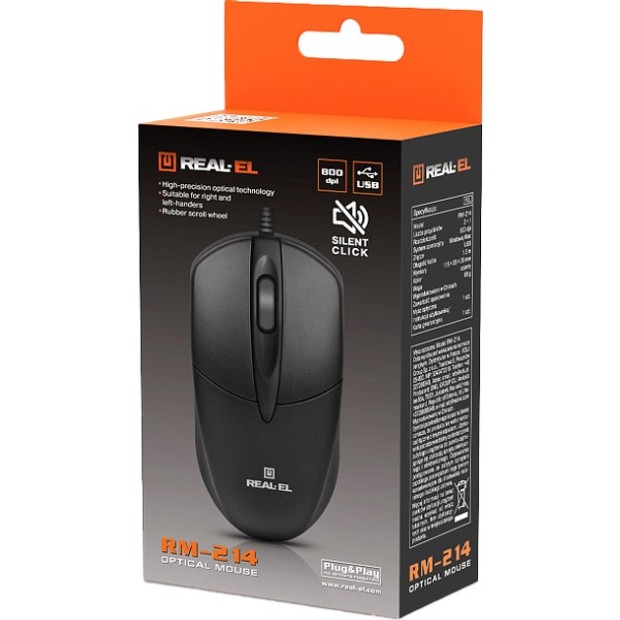 Миша дротова Real-El RM-214 (Чорна)