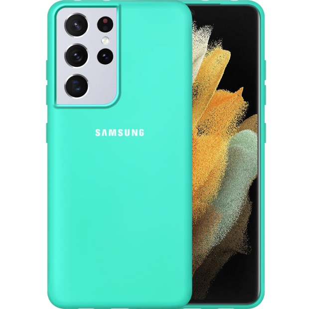 Силикон Original 360 Case Logo Samsung Galaxy S21 Ultra (Бирюзовый)