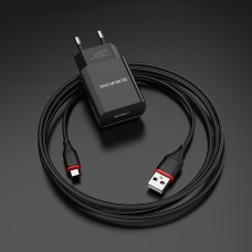 Charger adapter USB Borofone BA20A 2.1A + MicroUSB cable (Black)