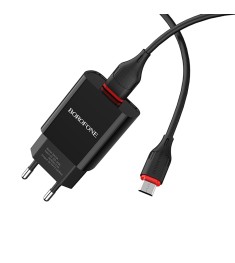 Charger adapter USB Borofone BA20A 2.1A + MicroUSB cable (Black) Charger adapter USB Borofone BA20A 2.1A + MicroUSB cable (Black)
