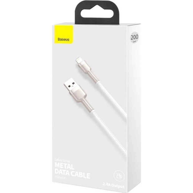 USB Cable Baseus Cafule Metal Data 2.4A (2m) (Lightning) (White) CALJK-B02 USB Cable Baseus Cafule Metal Data 2.4A (2m) (Lightning) (White) CALJK-B02