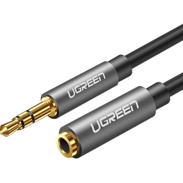Кабель-подовжувач AUX UGREEN AV118 (3.5mm - 3.5mm) (1m) (Gray) (10592)