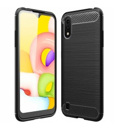 Силикон Polished Carbon Samsung Galaxy A01 (2020) (Чёрный)