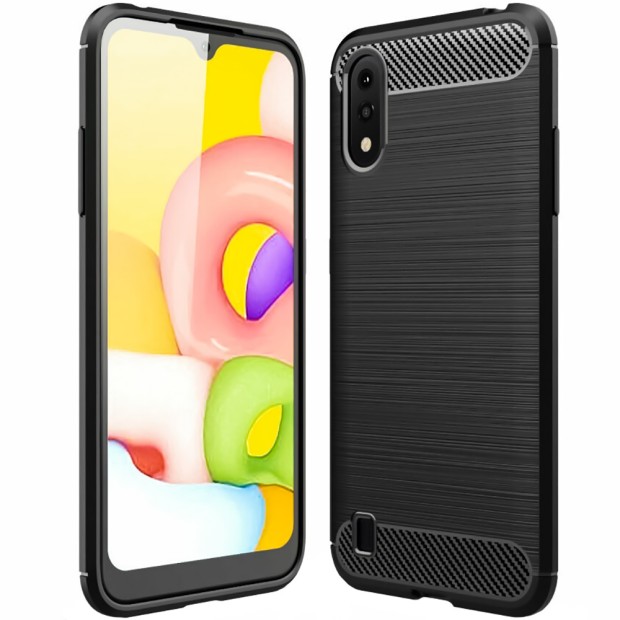 Силикон Polished Carbon Samsung Galaxy A01 (2020) (Чёрный)