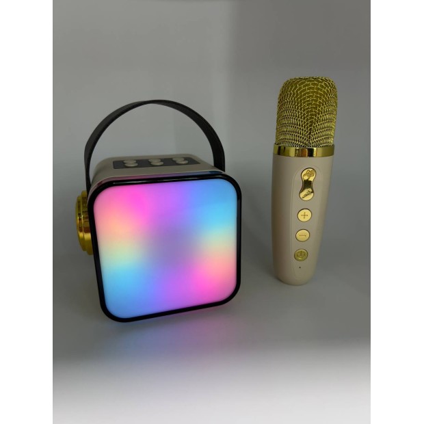 Мікрофон-караоке з колонкою Bluetooth RGB (Бежевий)