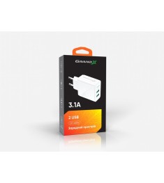 Мережевий адаптер Grand-X CH-60 5V 3.1A (2USB) (Білий) GX