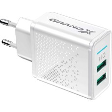 Мережевий адаптер Grand-X CH-60 5V 3.1A (2USB) (Білий) GX