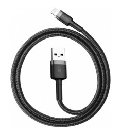 USB-кабель Baseus Cafule Metal Data 2.4A (2м) (Lightning) (Чорний) CALJK-B01 (Зн..