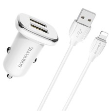 AЗУ-адаптер Borofone BZ12 + Lightning-кабель (Белый)