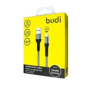 USB-кабель Budi Charge Sync (2м) (Lightning) (Сірий) M8J197L U