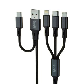 USB- кабель Budi 6in1 (USB/Type C- Micro/ Lightning/ Type-C) (Чёрный) DC203T512B U