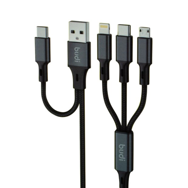 USB- кабель Budi 6in1 (USB/Type C- Micro/ Lightning/ Type-C) (Чёрный) DC203T512B U