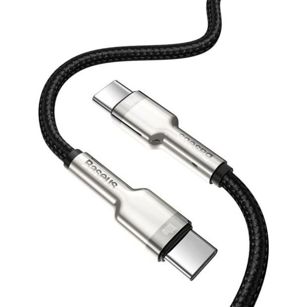 USB-кабель Baseus Cafule Metal Data 100W (2m) (Type-C на Type-C) (Чорний) CATJK-D01