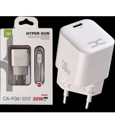 СЗУ-адаптер DC CA-F06 GaN 30W (1Type-C) + кабель Type-C - Type-C (Белый) D