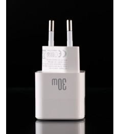 Адаптер СЗУ DC CA-F06 GaN 30W (1Type-C) + кабель Type-C - Type-C (білий) D