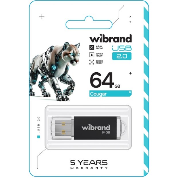 Перекажи USB 2.0 флеш-накопичувач Wibrand Cougar 64Gb.