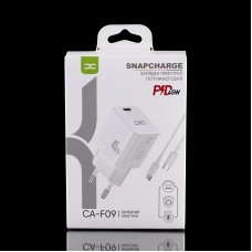 СЗУ-адаптер DC CA-F09 PD 45W (1Type-C) + кабель Type-C - Type-C (Белый) D