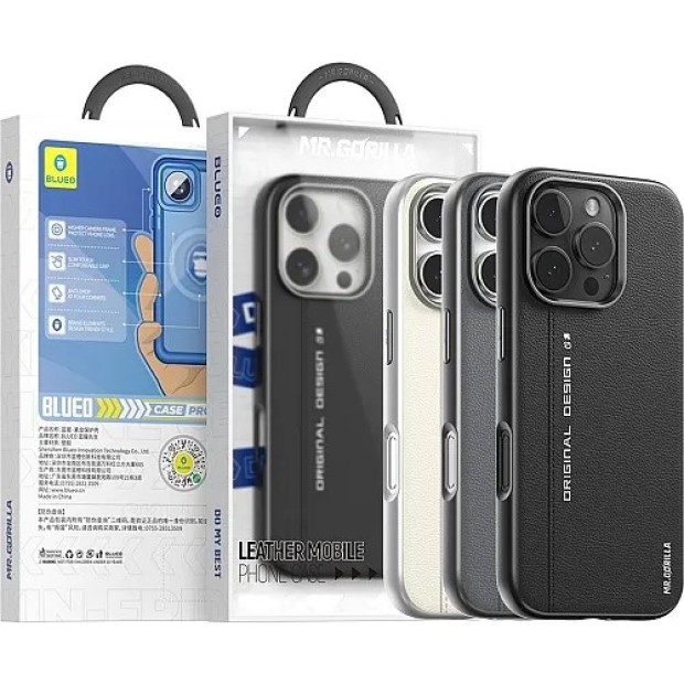 Накладка Blueo Premium Leather MagSafe Apple iPhone 15 Pro Max (Black)