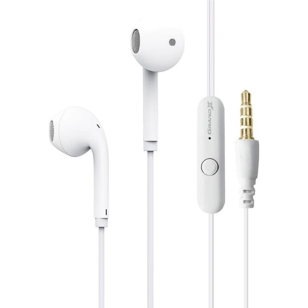 Проводные наушники-гарнитура вкладыши Grand-X EP-63W (Белый) GX