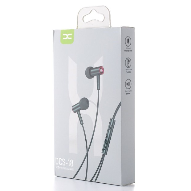 Дротові навушники-гарнітура вакуумні DC DCS-18 (Чорний) D