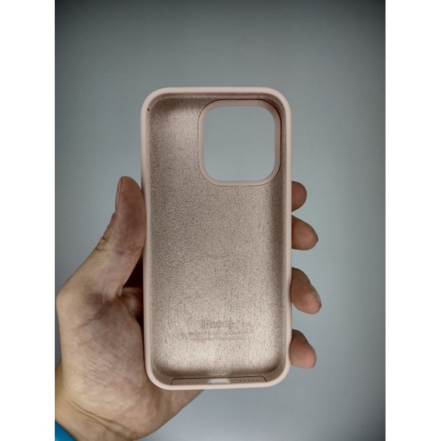Силіконовий оригінальний чохол круглої форми для Apple iPhone 15 Pro (08) Пісочний рожевий