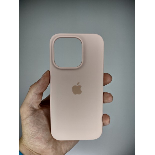 Силіконовий оригінальний чохол круглої форми для Apple iPhone 15 Pro (08) Пісочний рожевий