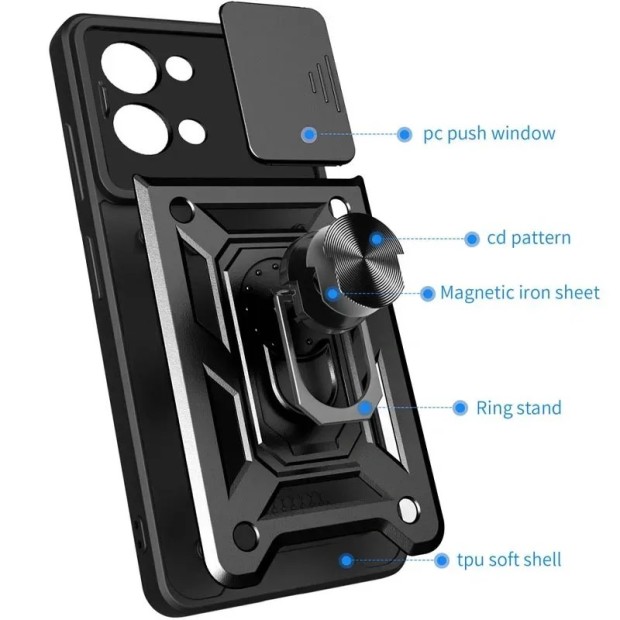 Чохол-броня Ring Serge Armor Case для Xiaomi Redmi Note 13 Pro 5G (ShutCam) (Чорний)