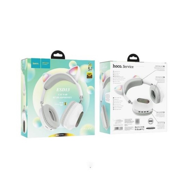 Бездротові накладні навушники-гарнітура Hoco ESD13 Skill Cat (Білий)