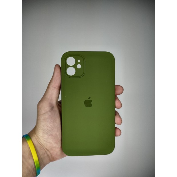 Силіконовий чохол Original Square RoundCam для Apple iPhone 11 (46) Глибокий Зелений.