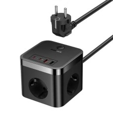 Мережевий подовжувач Baseus PowerCombo Cube Power Strip 30W (1.5m) (Чорний) E00066400117-00