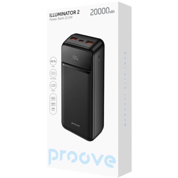Зарядний пристрій PowerBank Proove Illuminator 2 22.5W 20000mAh (Чорний) PBIP20212201