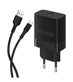 СЗУ-адаптер Walker WH-35 3A 18W (1USB) + кабель Type-C (Чёрный)