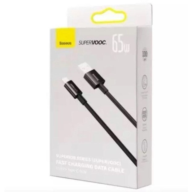 USB-кабель Baseus Superior (SUPERVOOC) 65W (1m) (Type-C) (Чёрный) CAYS000901
