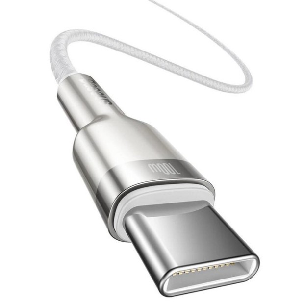 USB cable Baseus Cafule Metal Data 100W (1m) (Type-C to Type-C) (White) CATJK-C02