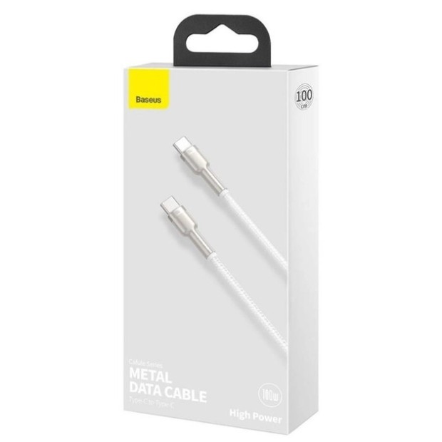 USB cable Baseus Cafule Metal Data 100W (1m) (Type-C to Type-C) (White) CATJK-C02