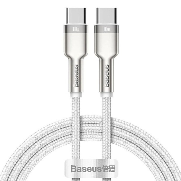 USB-кабель Baseus Cafule Metal Data 100W (1m) (Type-C to Type-C) (Белый) CATJK-C02