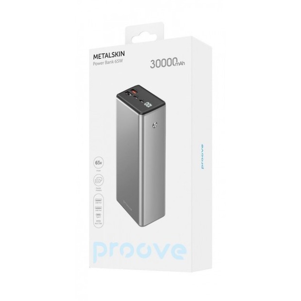 Павербанк Proove Metalskin 65W 30000mAh (Сірий)